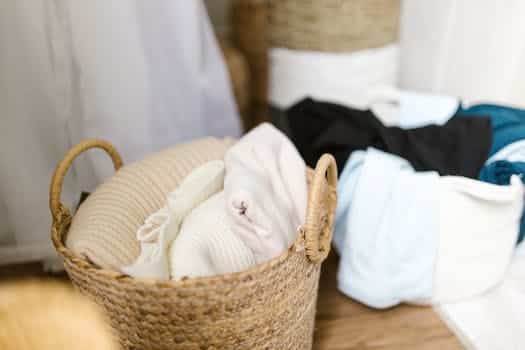 Clothing Items inside Woven Baskets