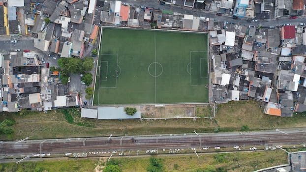 Empty football field in residential district
